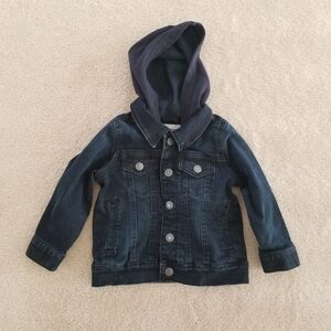 Old Navy Toddler Denim Jacket with Fleece Hood Size 18-24M
